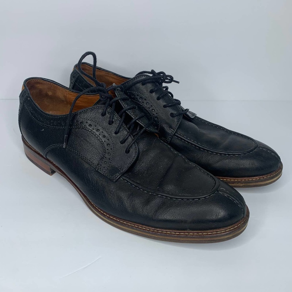 JOHNSTON & MURPHY | Warner Dress Shoes Black Leather Oxford Split Toe - US 11.5